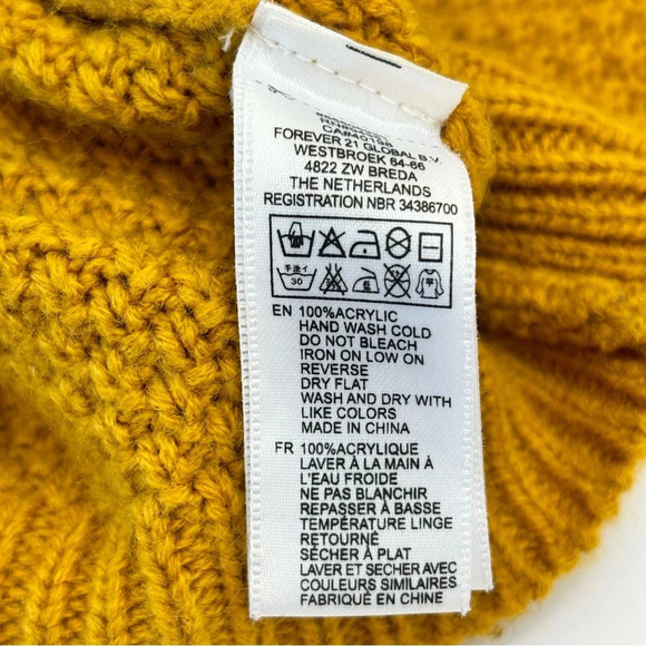 Forever 21 Cozy Fisherman Cable Knit Sweater Mustard Yellow Gold Size Small - Picture 7 of 7